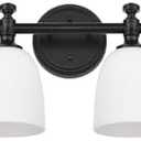 Ntsunxeko Black Bathroom Vanity Light, 4-Light Bathroom Light Fixtures Over Mirror, Traditional Vanity Lights for Living Room, Milk White Bell Glass Shades, Standard E26 Base, Matte Black