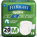 FitRight Ultra Adult Diapers, Disposable Incontinence Briefs, Leak-Proof Diaper, Absorbent Briefs For Men and Women, Maximum Protection, Medium, 32 -  44 in, 20 briefs per bag