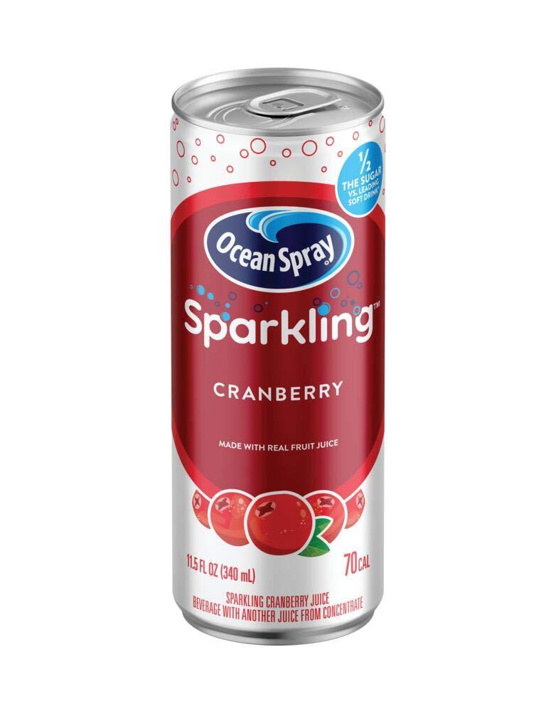 Ocean Spray Sparkling Cranberry Juice Drink, 11.5 Fl Oz Cans, 4 Count (Pack of 6), BBD: 06/15/26