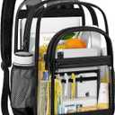 Clear Backpack for School - 17 inch Heavy Duty Transparent Bookbag for Boys and Girls, See Through Backpacks for Kids Elementary High School Students, Work
