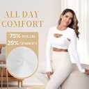 Hiball Workout Bolero Shrug Crop Top Long Sleeve Women, Sports Shrug Cropped Shirts, Cooling Shawl Arm Sleeves (White, L)