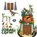 Dinosaur Cake Toppers Dinosaur Park Cake Topper with Park Door Eggs Leaves Trees Cake Decorations For Birthday