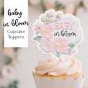 Baby in Bloom Cupcake Toppers (30 Pack) Floral Baby Shower Decorations, Garden Theme Cupcake Picks, Pink Blush Wildflower Dessert Toppers for Girl Baby Shower Party decor
