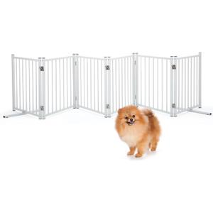TEDEUM Metal Freestanding Dog Gates,Indoor&Outdoor Pet Fences for Puppy Dogs,Extra Wide Freestanding Dog Gate for Doorways,House,Stairs,Porch,Deck,Yard(6 Panels 24''H140''W) White, Need Assembly