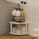 Furinno Turn-N-Tube Kitchen Countertop Organizer, 2-Tier Corner Countertop Organizer Shelf, Corner Shelf, for Kitchen, Pantry, Organizers and Storage, White