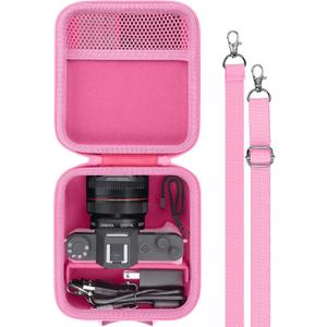 Camera Case for VJIANGER/VETEK/NIKICAM/Yatao 4K Vlogging Camera,Carrying Case Holder for 4K Vlogging Camera and Accessories(Pink Case)