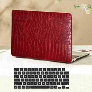 Case for MacBook Air 13 inch 2021 2020 2019 2018 Release M1 A2337 A2179 A1932, Crocodile Print Alligator Skin PU Leather Hard Shell Case & Keyboard Cover for MacBook Air 13 inch, Red