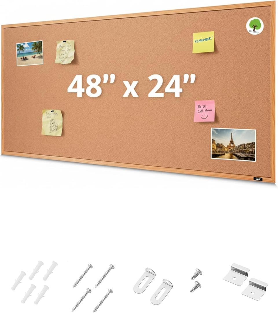 Mr. Pen- Cork Notice Board, 48 X 24 Inches, Cork Bulletin Board for Walls, Pin Boards, Framed Corkboard, Decorative Hanging Pin Boards, Perfect for Office & Home Decor