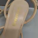 DREAM PAIRS Women Heels Chunky Square Open Toe Strappy Ankle Strap Block High Heeled Sandals for Dressy Wedding Comfortable Shoes (7.5, Nude)