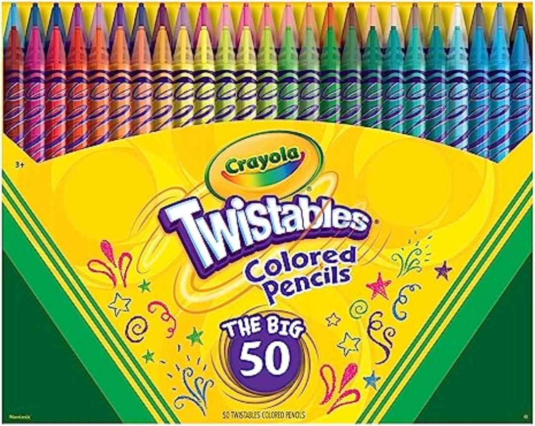 Crayola Twistables Colored Pencil Set (50ct), No Sharpen Colored Pencils For Kids, Kids Art Supplies for Back to School, 4+