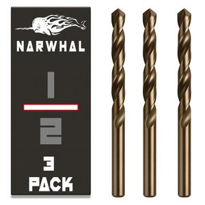 Narwhal 1 Inch Cobalt Drill Bits - 1 Pack - 6 Inch Length - M35 Cobalt Drill Bits with Storage Case - Perfect for Metal, Stainless Steel, Cast Iron, and More!