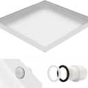 Heavy Duty Washing Machine Drain Pan 19 Guage Thick Stainless Steel 32X30X2-1/2in, Including 1" Drain Fittings (Matte White)