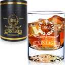 60th Birthday Gifts for Men, 12Oz Vintage 1965 Whiskey Glass with Unique Base, 60th Birthday Decorations for Men, 60 Year Old Cool Bday Gift Ideas for Him, Dad, Husband, Friends