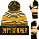 Vintage Classic Skull Cap 3D Embroidery Beanie Cuffed Winter Hat Knit Comes with Warm Gloves Gifts for Men Women Fans