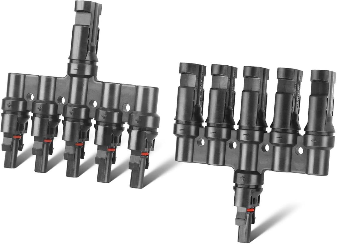 Solar Panel Connector 5 to 1 Solar Y Branch Solar Panel Splitter 5 Way Y Branch Solar Panel Parallel Connectors for Parallel Connection Solar Panels (1 Pair 5 to 1)