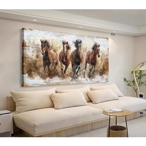 tigeridge Horses Canvas Wall Art - Brown Horse Pictures Animal Wall Decor Running Horses Painting Prints Artwork for Living Room Bedroom Home Office Wall Decorations 20" x 40"