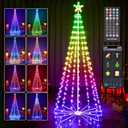 HOLILLUMA 7FT Outdoor Christmas Tree, RGB Color Changing Pre-lit Smart Cone Christmas Tree with LED Lights, App&Remote Control, DIY Multi-Color Lightshow, Music Sync, Christmas New Year Decoration