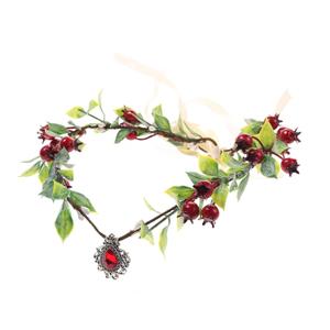 Bubbmi Flower Crown Headband with Red Berry, Elf Fairy Cosplay Forehead Headpiece with for Wedding Festival Masquerade Party Women Girls (FC1587hongguonew)