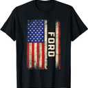 Ford Last Name Shirt Ford Name American Flag T-Shirt, Black 
