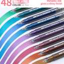Metallic Gel Pens, 48 Colored Pens for Black Paper & White Paper, 1.0 mm Point Colorful Pens for Coloring, Writing, Drawing, Journaling, Note Taking, Office, Home