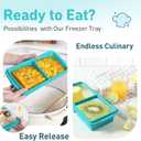 Silicone Freezer Tray with Lid Soup Freezer Container Molds with Steel Reinforced Rim Ice Cube Freezer Molds for Soup, Sauce, Leftovers, Homemade Meal Prep Containers Portion Control Food Storage