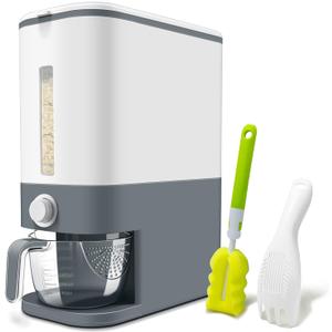 22-25 Lbs Rice Dispenser, Large Cereal Dry Food Storage Containers with Measuring Cup,BPA-Free Household for Kitchen Pantry Organization-Grey