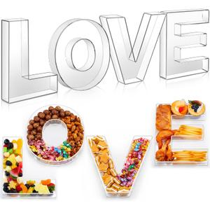 4 Pcs Acrylic Love Charcuterie Board Mother's Day Fillable Charcuterie Board Box Food Serving Trays for Wedding Birthday Party Fruit Cheese Snack