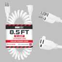 Iron Forge Cable SJEOW White Outdoor Coiled Extension Cord 8 ft, 16/3 13 Amp Oil Resistant & Flame Retardant 3 Prong Coiled Wire for Outdoor & Indoor