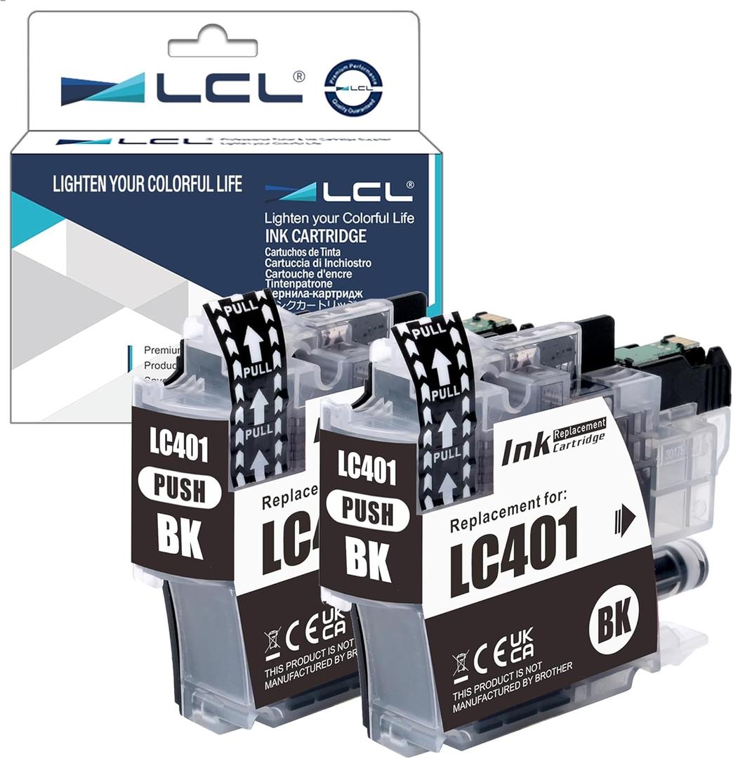 LCL LC401 LC-401 Black Ink Cartridge Replacement for Brother LC401BK LC-401BK Replacement for MFC-J1010DW MFC-J1012DW MFC-J1170DW Printer (3-Pack)