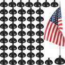 Gerrii 48 Pcs Mini Tabletop Flag Stand Holder 4 x 6 Inch Small Flag Base for Veterans Day Table Desktop Party Office Desk Centerpiece Country Company Sports Team Decoration(Black)