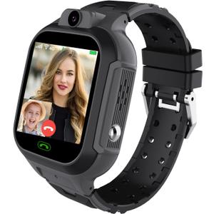 4G Kids Smart Watch GPS Tracker - Smartwatch with Two Way Call Video Calling Voice Chat SOS Class Mode Stopwatch Pedometer Games Wi-Fi Touch Screen Alarm Clock Smartwatches for Boys Girl (Black)