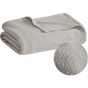 Madison Park Freshspun Basketweave Luxury Cotton Blanket Grey 108x90" King Size Basketweave Premium Soft Cozy 100% Cotton For Bed, Couch or Sofa