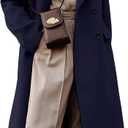 IDEALSANXUN Womens Long Wool Coats Fall Winter Double Breasted Trench Coat Peacoat (Blue, XL)