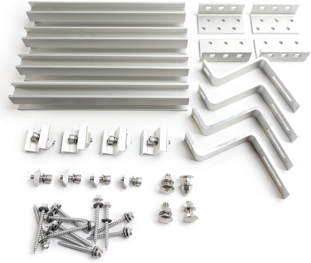 Heavy Duty Solar Mounting Kit for Concrete Tile and Slate Roofs,Complete Racking System with Aluminum Rails Clamps Hooks for Flat and Pitched Roofs,Fits Solar Panel Frames Under 35mm Thick