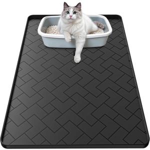 Silicone Cat Litter Mat for litter box 24" X 15"-Easy to Clean Cat Litter Trapping Mat, Waterproof, urine-proof and non-slip to keep the floor clean and tidyBlack Silicone Cat Litter Mat for litter box 24" X 15"-Easy to Clean Cat Litter Trapping Mat, Waterproof, urine-proof and non-slip to keep the floor clean and tidyBlack