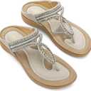 UBFEN Womens Slides Walking Sandals Comfortable Platform Slip On Dressy Summer (Beige)
