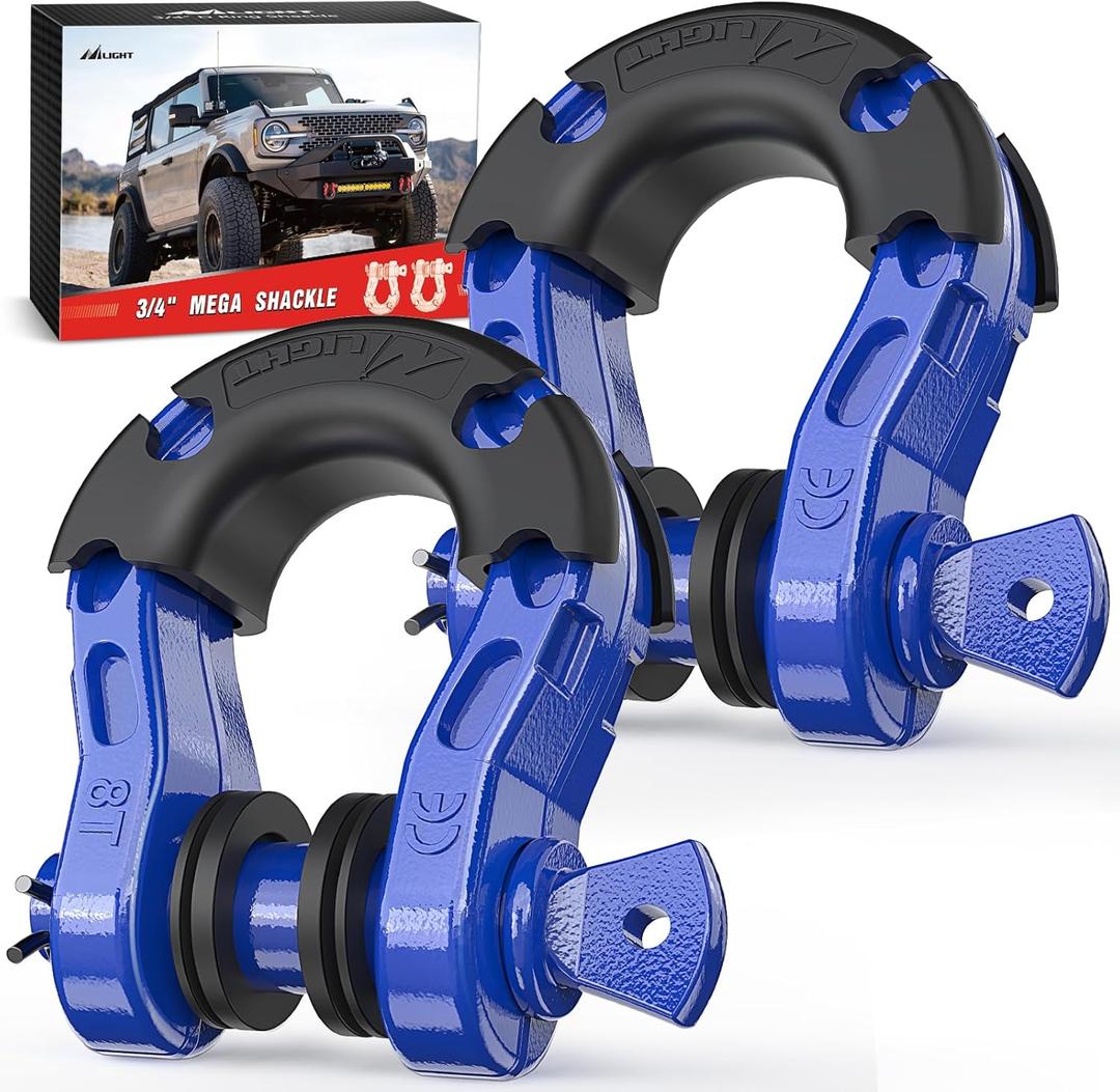 Nilight 2 Pack 3/4" Mega D-Ring Shackle with 7/8" Screw Pin 68,000LBS Break Strength, Heavy Duty Off Road Recovery Shackle for Use with Tow Strap, Winch, Off-Road Jeep Truck Vehicle, Blue Nilight 2 Pack 3/4" Mega D-Ring Shackle with 7/8" Screw Pin 68,000LBS Break Strength, Heavy Duty Off Road Recovery Shackle for Use with Tow Strap, Winch, Off-Road Jeep Truck Vehicle, Blue