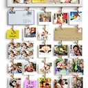 Bikoney Collage Picture Frames Hanging Photo Display Multi Pictures Organizer with Wood Bulletin Board Photo Board 30 Clips and 6 Pushpins for Room Wall Decor (White)