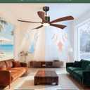 BLNAN 52" Premium Walnut Solid Wood Ceiling Fan with Light - Whisper-Quiet DC Motor, 6 Speeds, 3000K-6000K Dimmable LED, Remote Control with Timer, 2 Downrods for Indoor/Outdoor, A++ Energy Saving