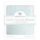 Amazing Baby Cellular Blanket, Premium Cotton Knit, Ultra Soft, Breathable, Cozy Gift for Baby Boys and Girls, Favorite Toddler Blanket, 44 x 44 inches (112 x 112 cm), Soft Blue