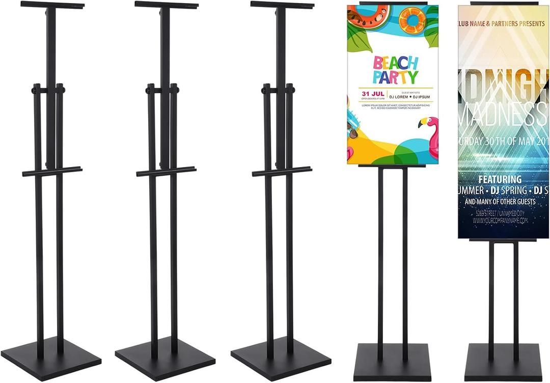 Honoson 5 Pcs Poster Display Stand, Adjustable Sign Stand up to 60 Inch, Quality Metal Poster Holder, Banner Sign Stand with Non Slip Mat Base Business Poster Holder for Board Foam Display