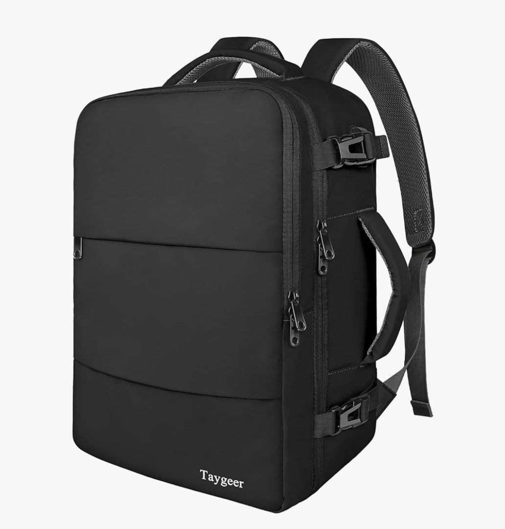 Taygeer Travel Laptop Backpack for Men Women, Airplane Approved Travel Backpack Suitcase with Usb Charging Port, Lightweight College 35l Luggage Bag 15.6inch Laptop Mochila Gifts for Business,Black