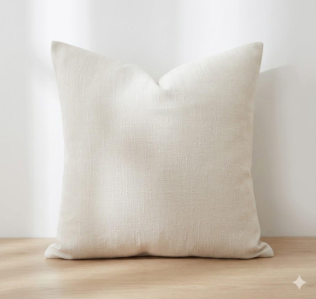 JUSPURBET 16x16 Decorative Pillow Covers Set of 4 Throw Pillow Covers for Couch Sofa Bed Cozy Chenille Cushion Covers Cases with Hidden Zipper for Living Room Home Decor,Cream