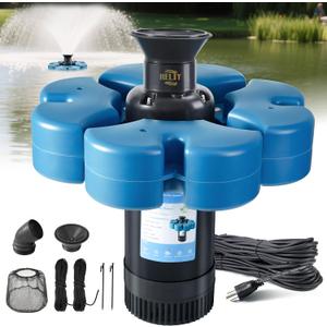RELIY Pond Fountain Aerator, 1HP 110V 15000 GPH Fountain Pump, Fully Automatic Powerful Lake Floating Fountain, 100 FT Power Cord, 2x100 FT Traction Rope, Pond Fountains For Large Ponds