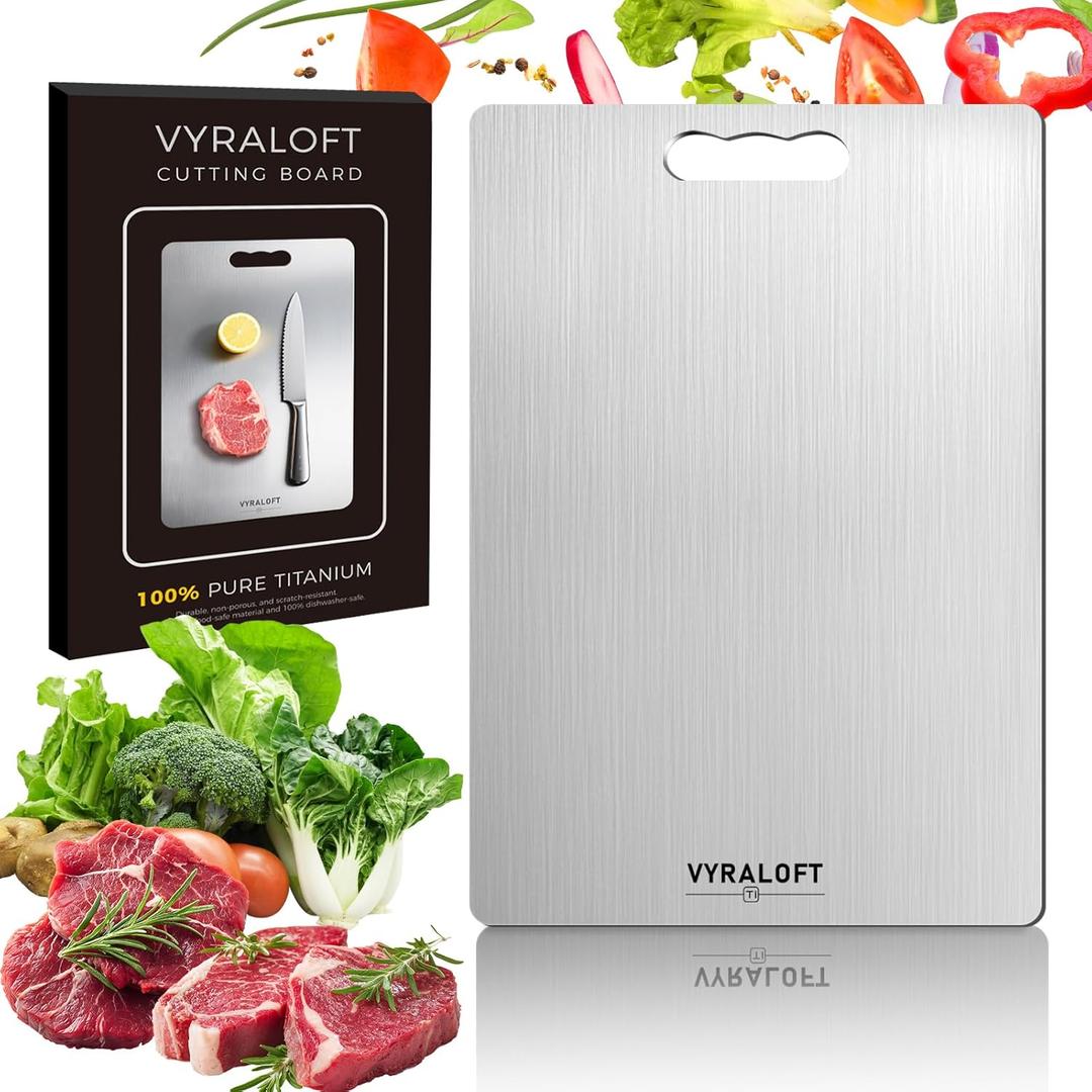 Titanium Cutting Board For Kitchen, 100% Pure Titanium Cutting Boards, Double-sided Food Grade Quality 1 Pack, Easy To Clean And Will Not Absorb Odors, Suitable For Kitchen Or Outdoor(Large Size)