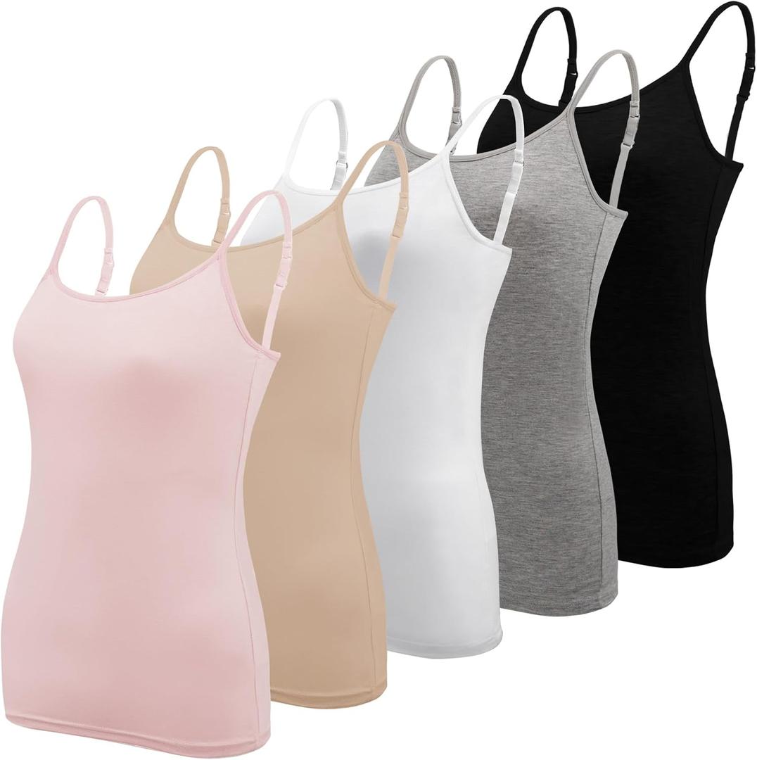 BQTQ 5 Pcs Women's Camisole Tank Top Undershirt Spaghetti Strap Basic Camisoles (XXL)