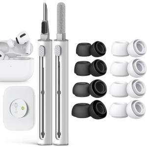 Compatible with AirPods Pro 2nd/1st Generation Replacement Ear Tips,with Noise Reduction Hole & Built-in dust Guard Screen,for USB-C Charging Case with Cleaner kit -4 Sizes(S/M/L)[8-Pair]