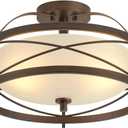 Entryway Drum Light Fixtures, Semi-Flush Mount Rustic Ceiling Light for Hallway Living Room Bedroom Kitchen (Old Bronze Finished)