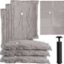 6-Pack Vacuum Seal Bags for Clothing  Fabric Travel Storage Bags with Manual Pump | 2 Medium, 2 Large, 2 Jumbo | Reusable Packing Cubes for Travel, Carry-On Luggage & Home Organization(Gery-2M2L2J)