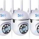 CKK 1080P Security Camera Outdoor Corded Power, 3 Pcs 2MP PTZ WiFi Home Camera (2.4G/5G Dual-Band), 360 Pan/Tilt, Color Night Vision, Motion Alerts, 2-Way Audio, Compatible with Alexa